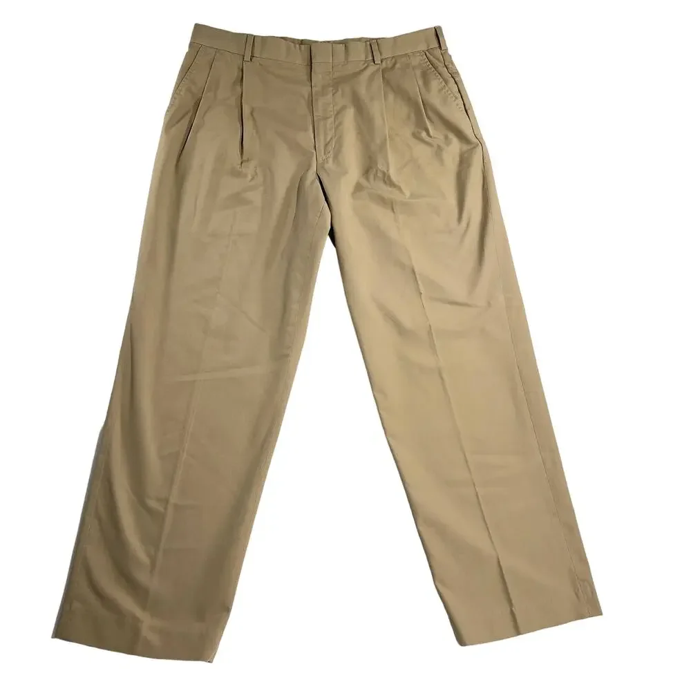 Land’s End Chino Pants Men’s 36W Regular x 29L Khaki Made In USA Pleated Front